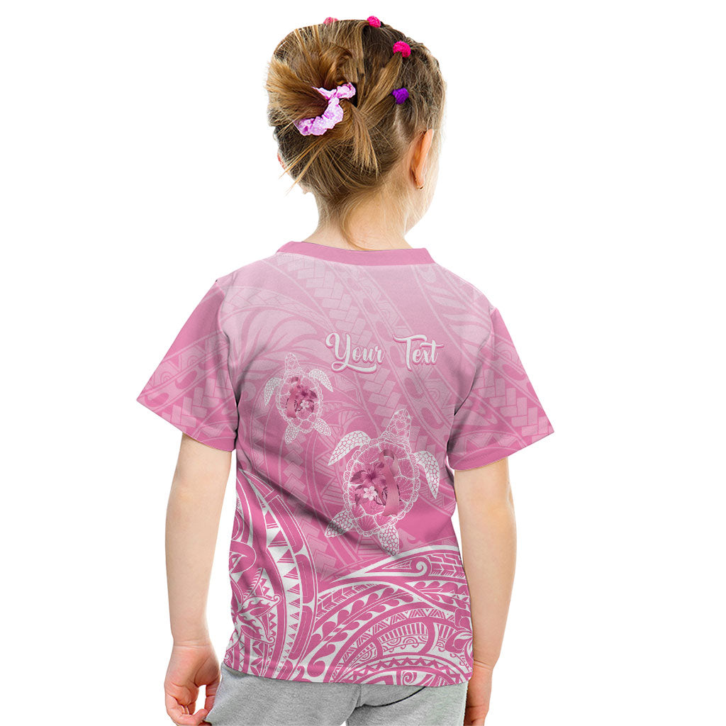Personalised Polynesia Breast Cancer Support Kid T Shirt No One Fights Alone Turtle Ribbon Pink