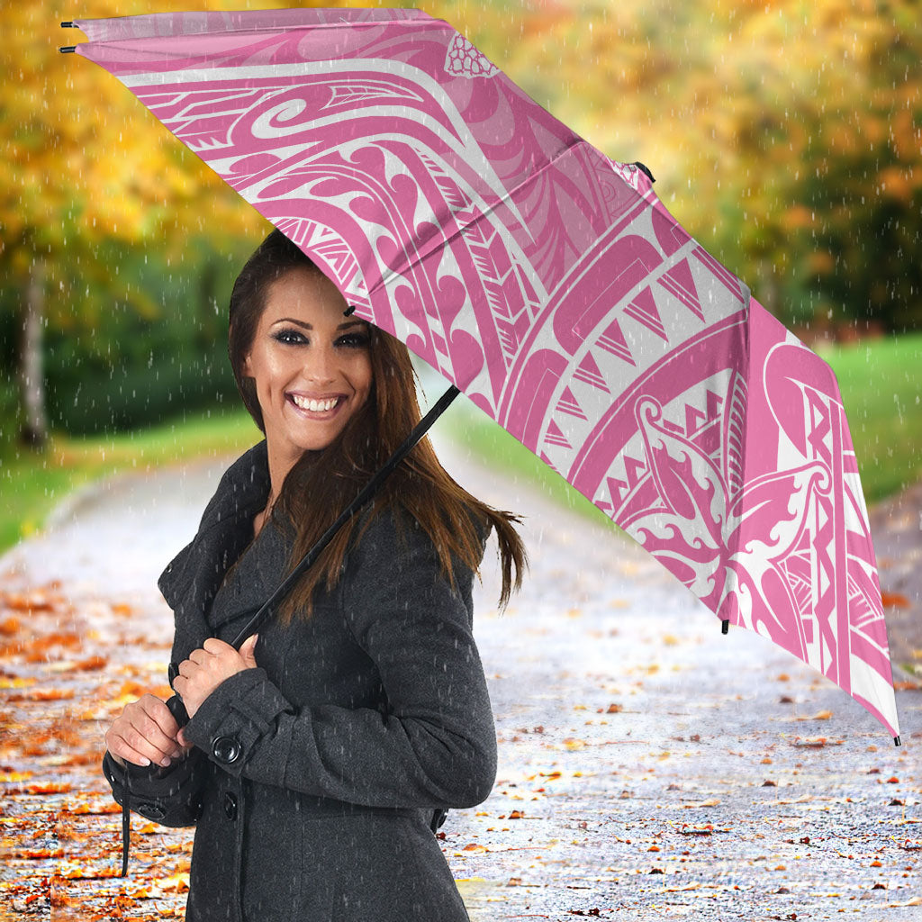 Personalised Polynesia Breast Cancer Support Umbrella No One Fights Alone Turtle Ribbon Pink