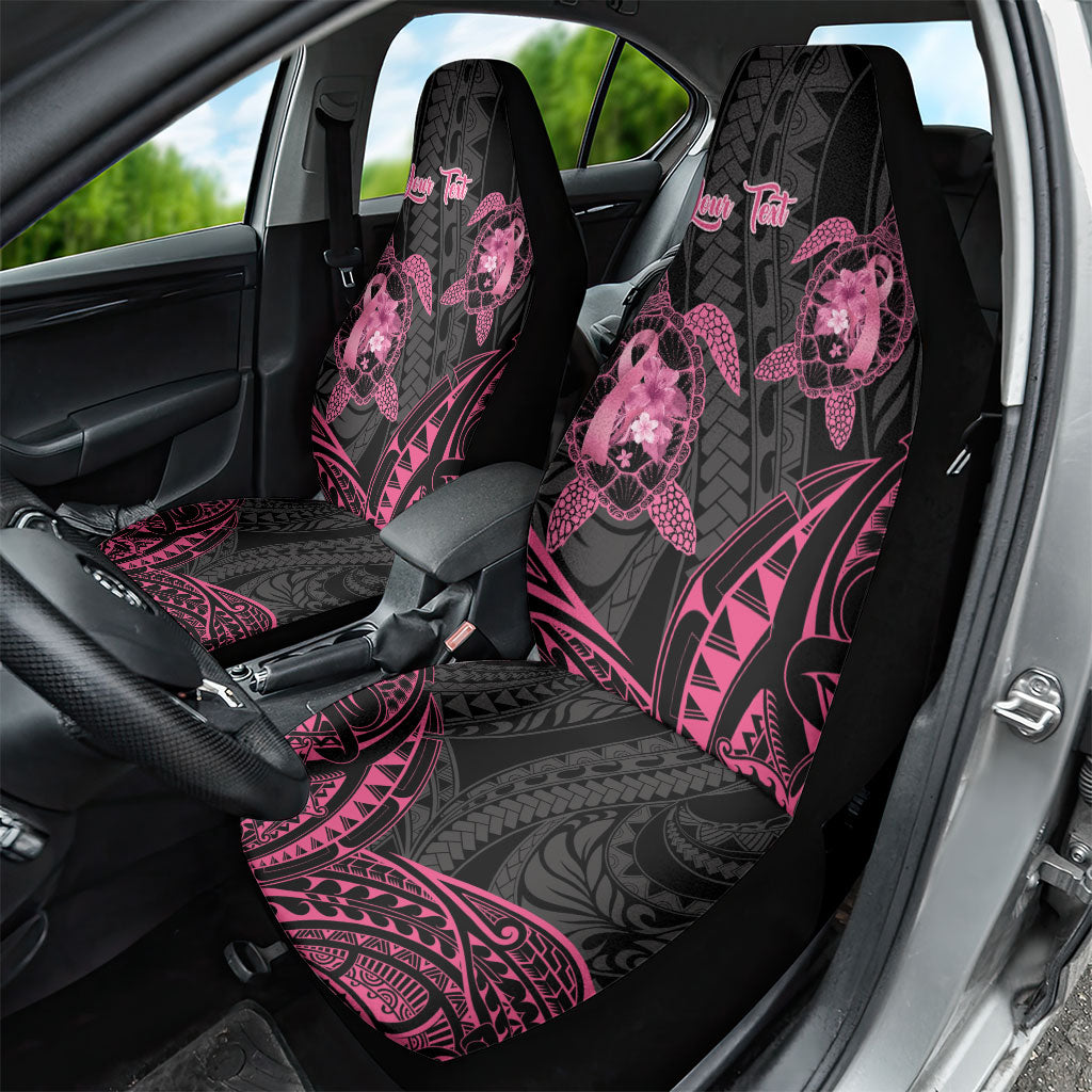 Personalised Polynesia Breast Cancer Support Car Seat Cover No One Fights Alone Turtle Ribbon Black