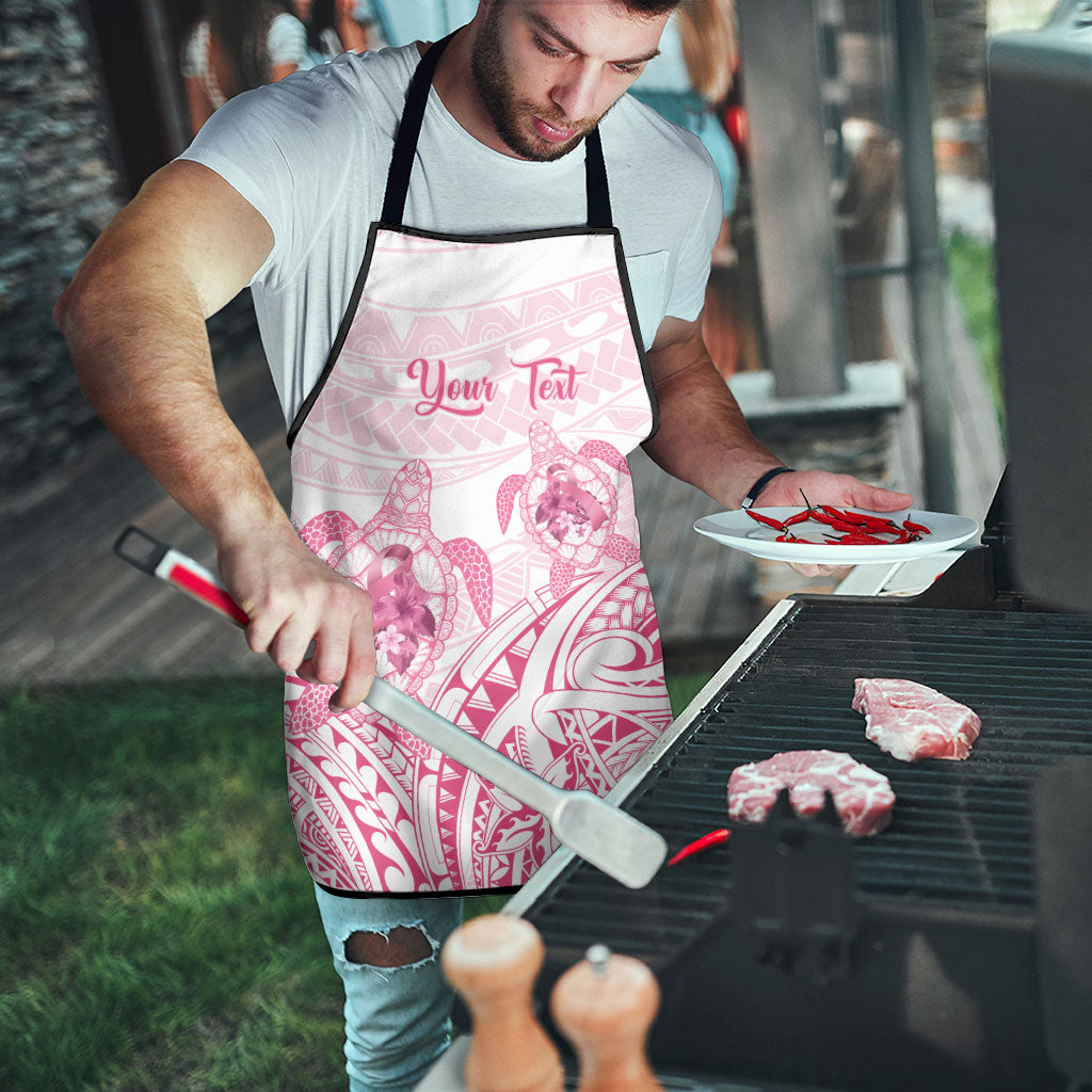 Personalised Polynesia Breast Cancer Support Apron No One Fights Alone Turtle Ribbon White