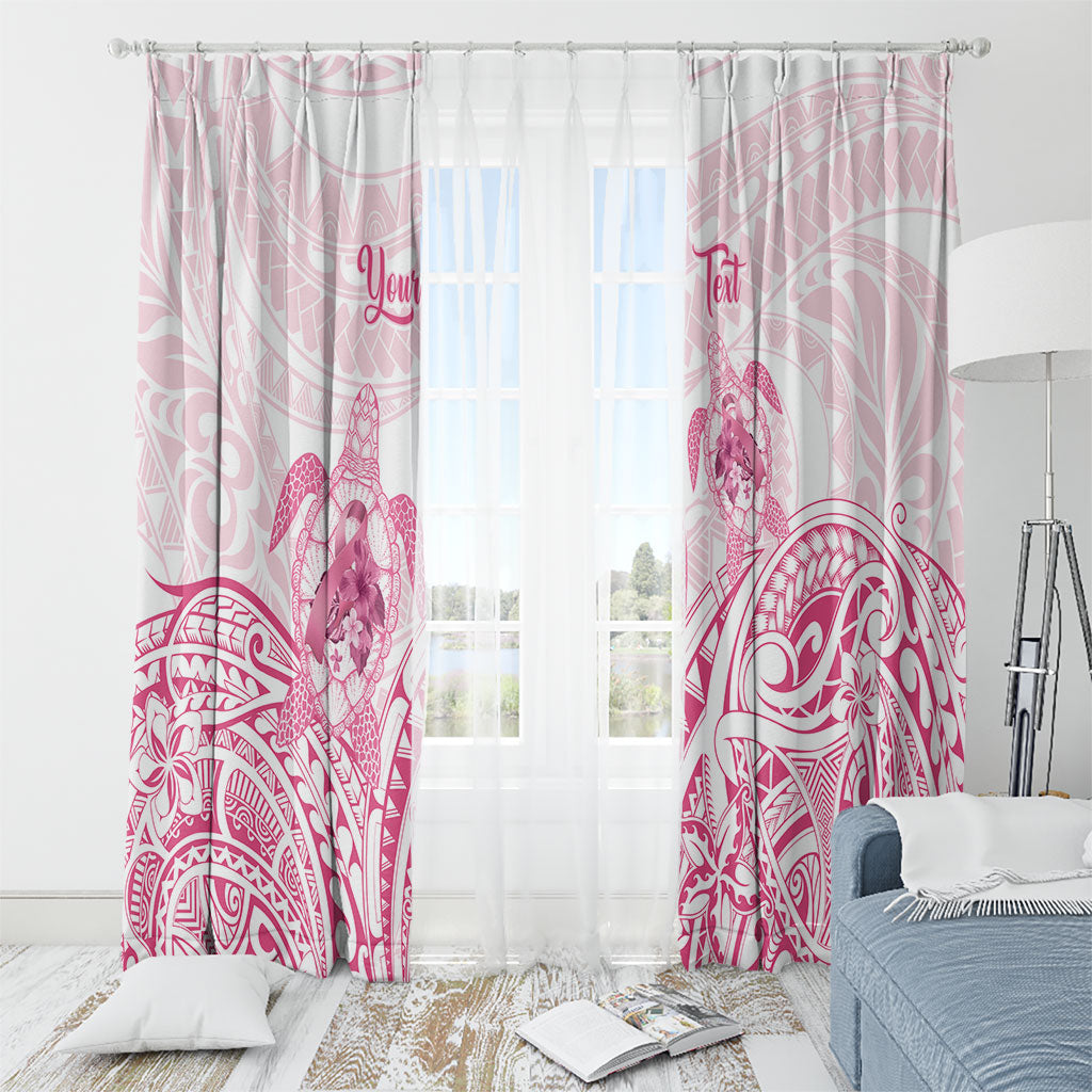 Personalised Polynesia Breast Cancer Support Window Curtain No One Fights Alone Turtle Ribbon White
