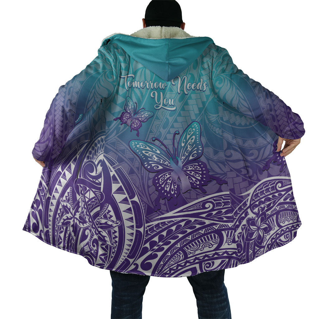 Polynesia Suicide Prevention Month Cloak Butterfly Purple And Teal Ribbon Tomorrow Needs You