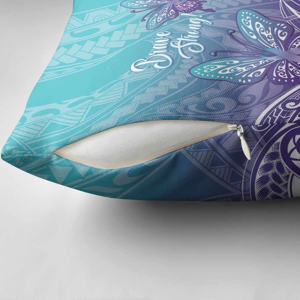 Polynesia Suicide Prevention Month Pillow Cover Butterfly Purple And Teal Ribbon Tomorrow Needs You