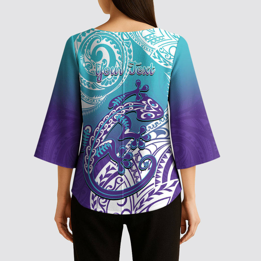 Personalised New Zealand Suicide Prevention Month Kimono Sleeve Blouse You Matter NZ Fern With Maori Koru Lizard