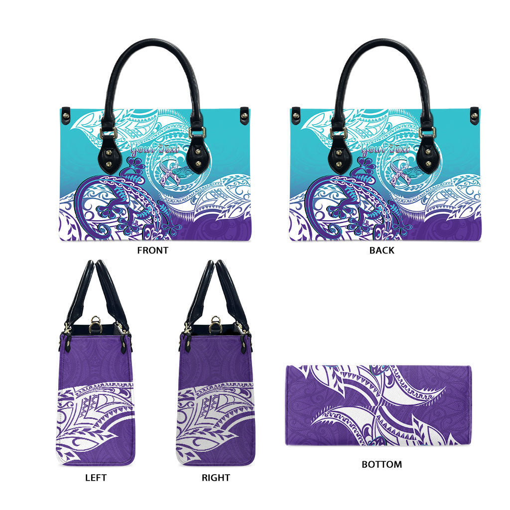 Personalised New Zealand Suicide Prevention Month Leather Bag You Matter NZ Fern With Maori Koru Lizard