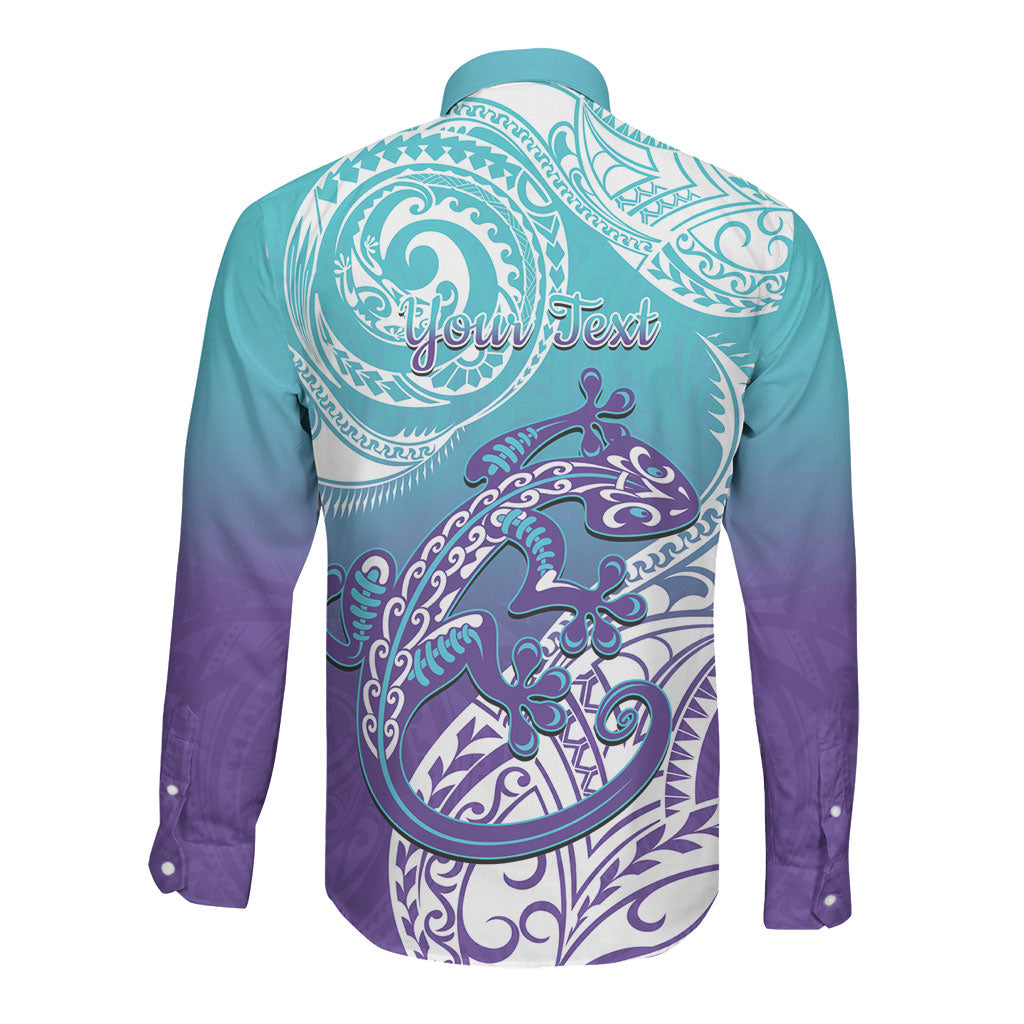 Personalised New Zealand Suicide Prevention Month Long Sleeve Button Shirt You Matter NZ Fern With Maori Koru Lizard