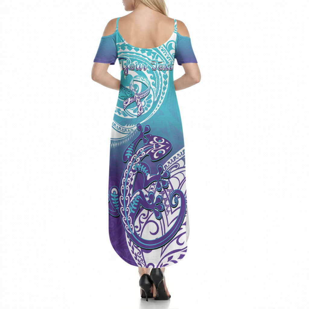 Personalised New Zealand Suicide Prevention Month Summer Maxi Dress You Matter NZ Fern With Maori Koru Lizard