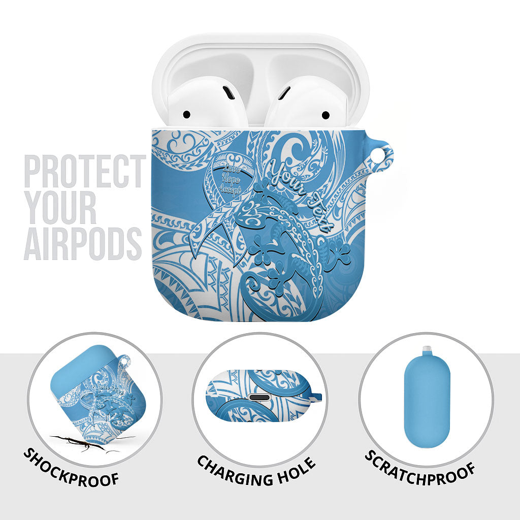 Personalised New Zealand Autism Support AirPods Case NZ Fern With Maori Koru Lizard