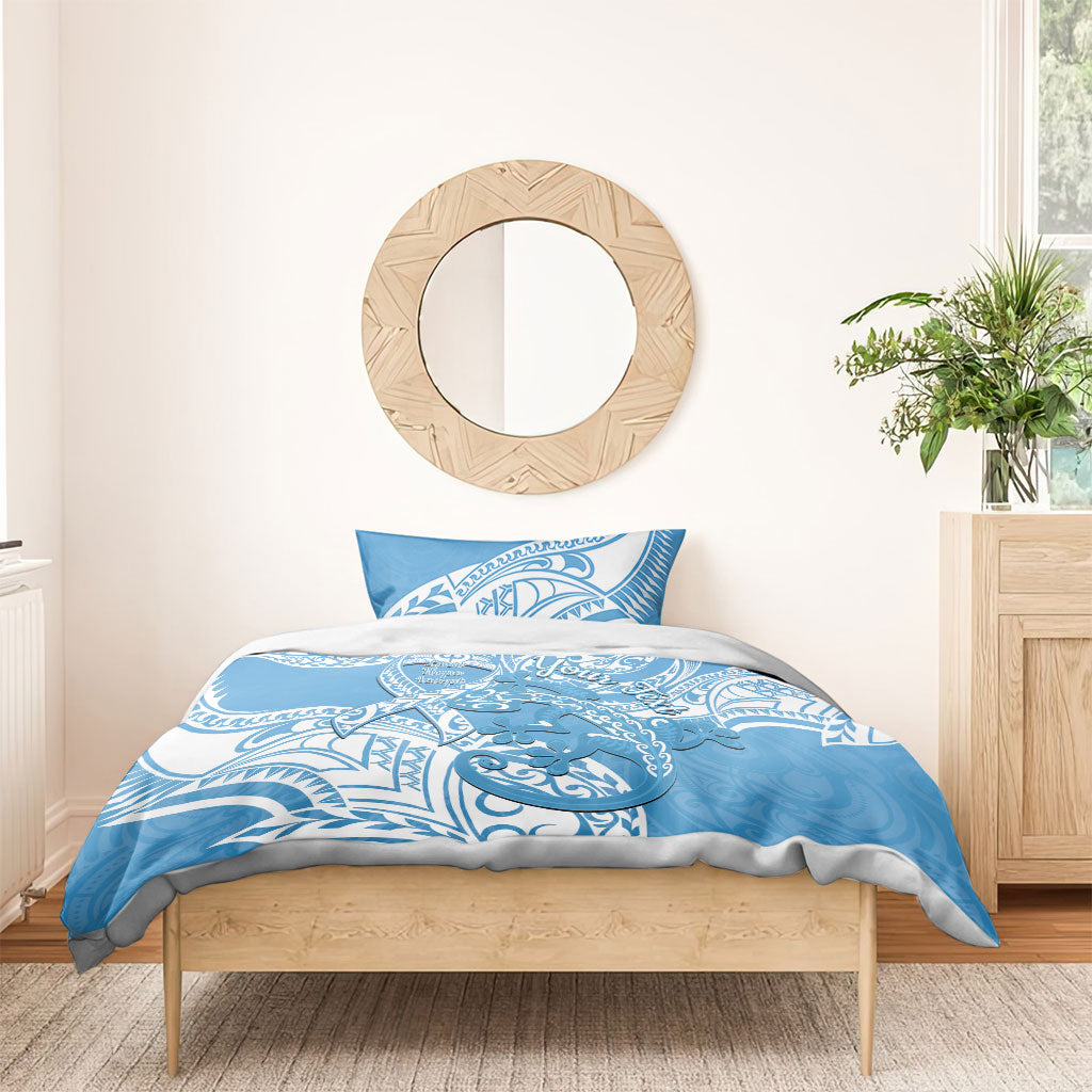Personalised New Zealand Autism Support Bedding Set NZ Fern With Maori Koru Lizard