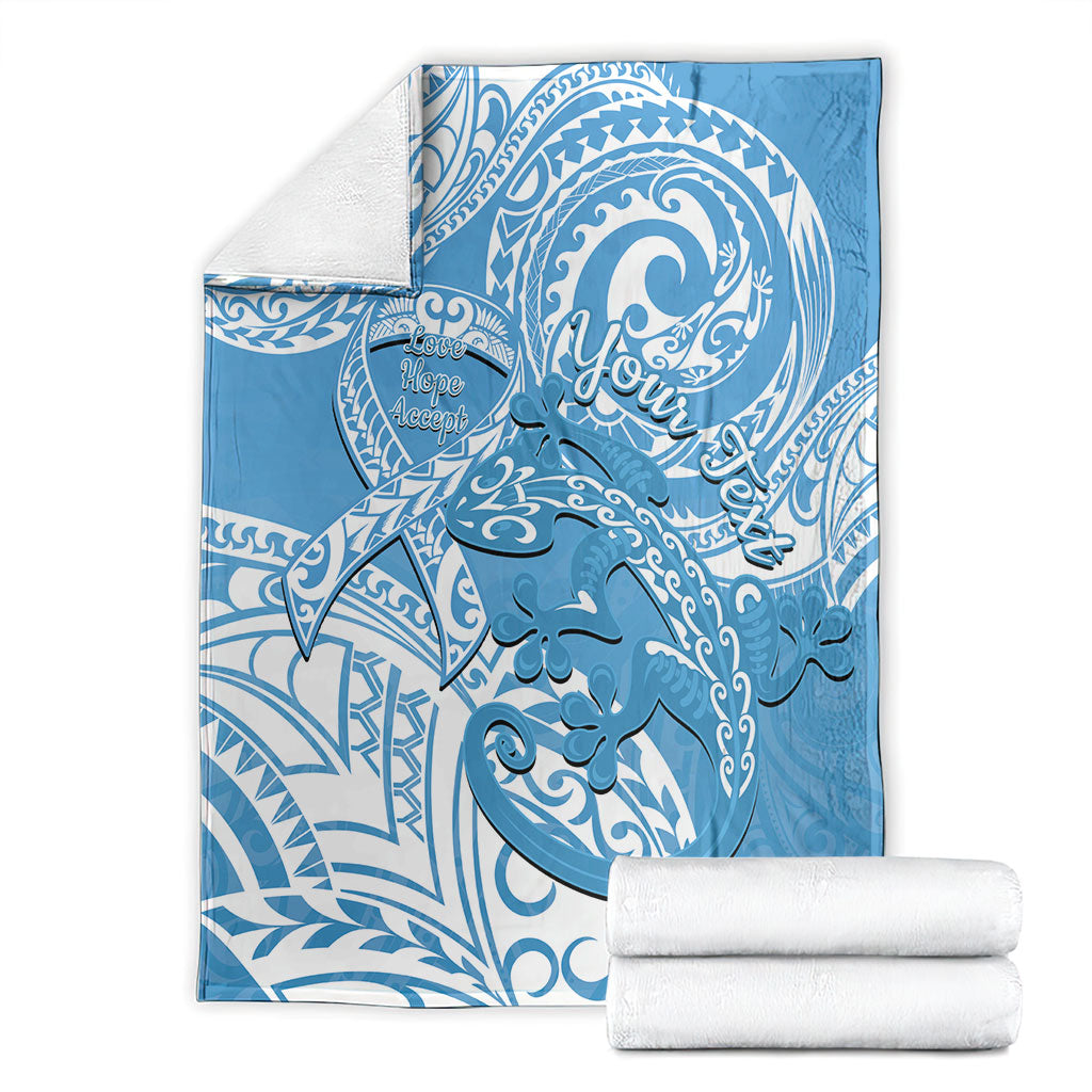 Personalised New Zealand Autism Support Blanket NZ Fern With Maori Koru Lizard