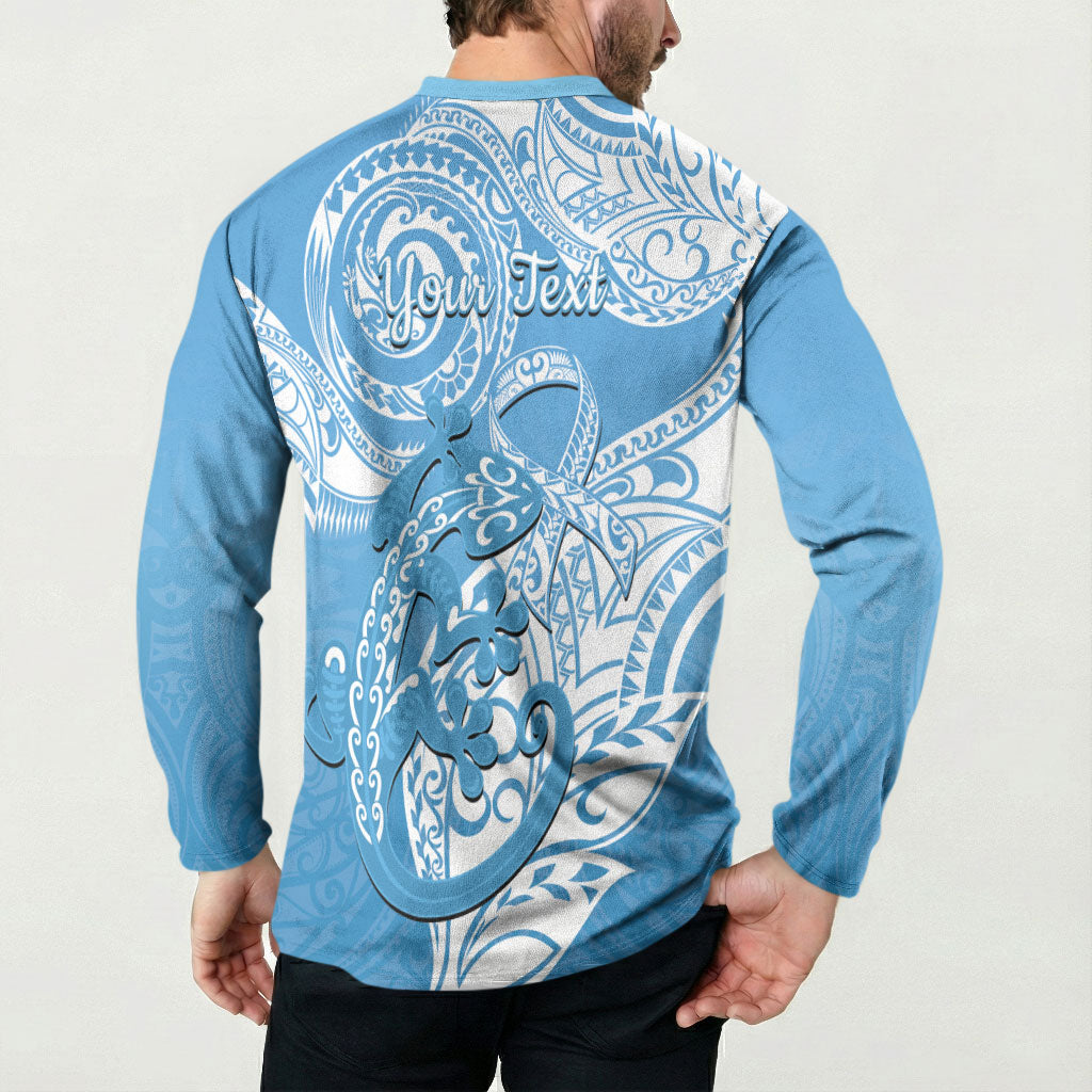 Personalised New Zealand Autism Support Button Sweatshirt NZ Fern With Maori Koru Lizard