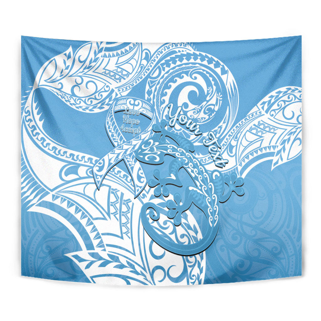 Personalised New Zealand Autism Support Tapestry NZ Fern With Maori Koru Lizard