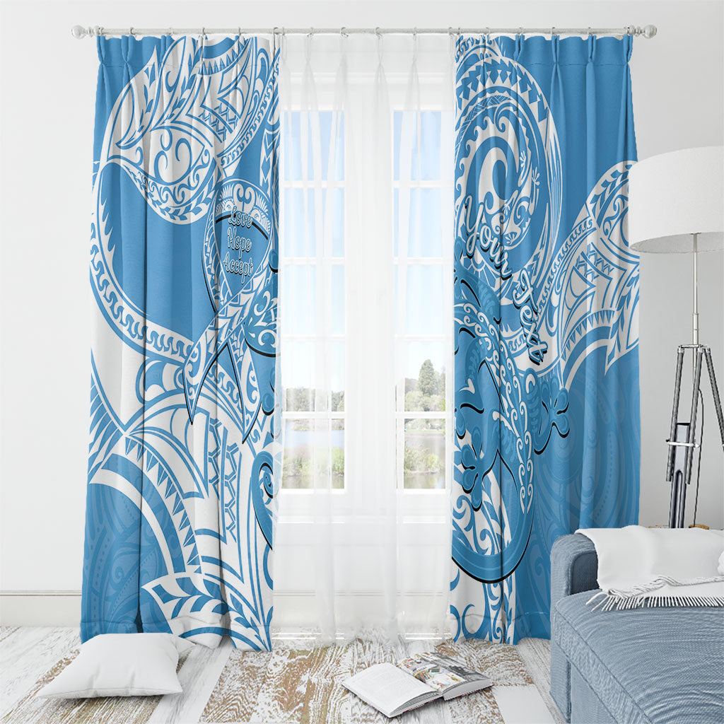 Personalised New Zealand Autism Support Window Curtain NZ Fern With Maori Koru Lizard