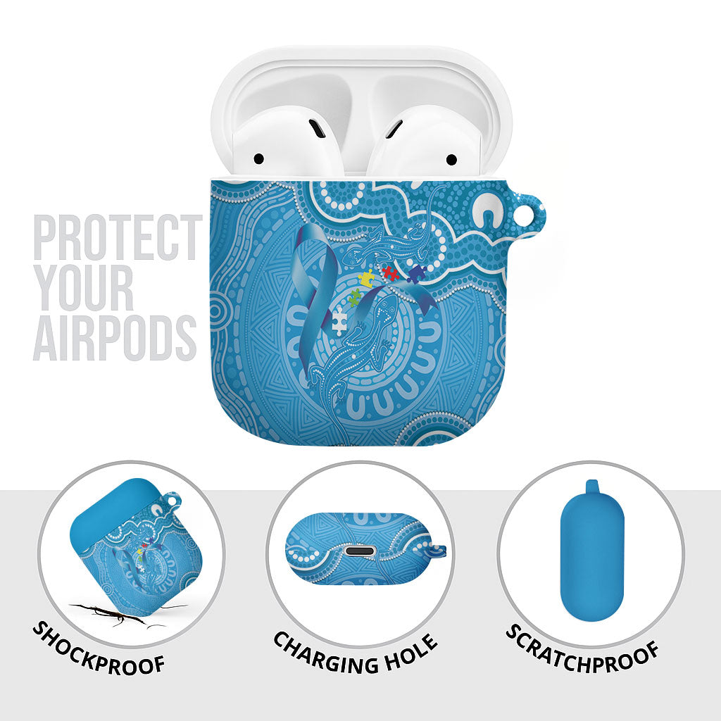 Australia Indigenous AirPods Case Blue Ribbon Lizards Autism Support