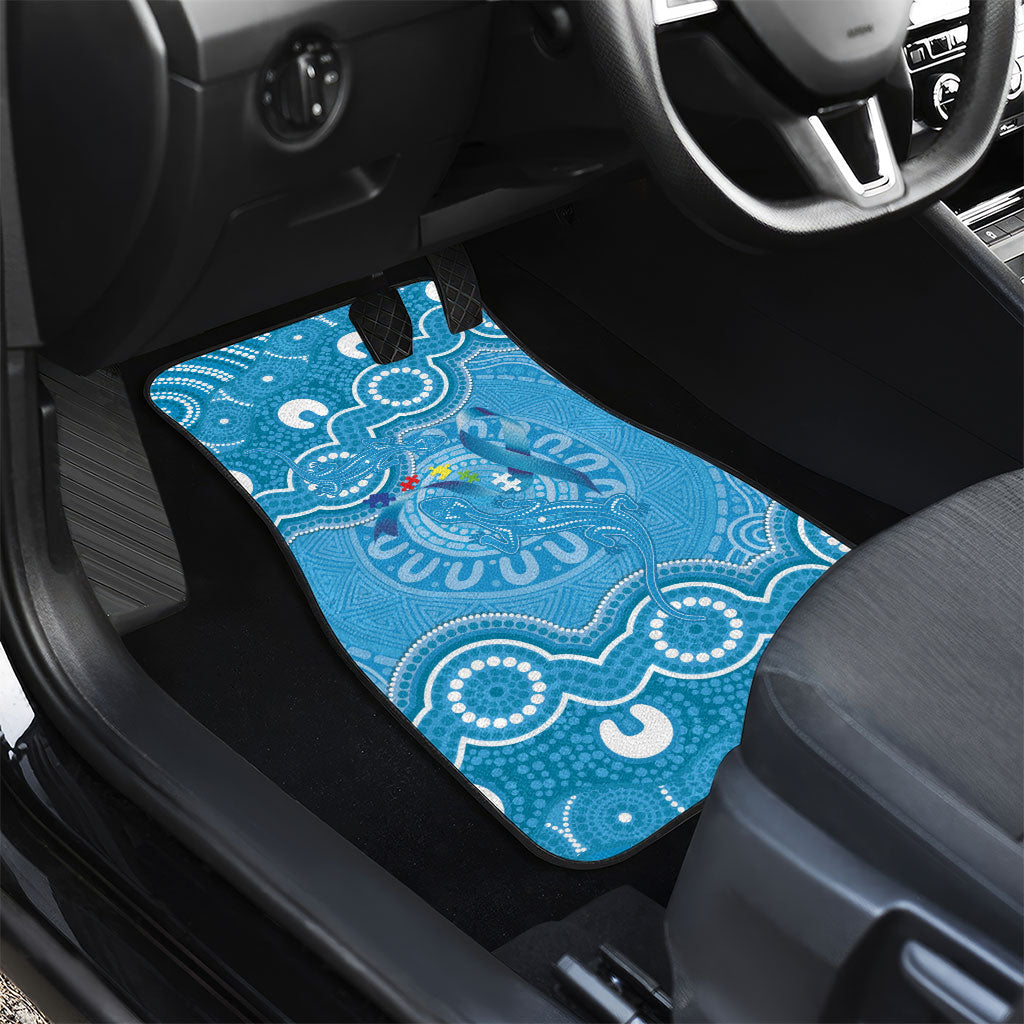 Australia Indigenous Car Mats Blue Ribbon Lizards Autism Support