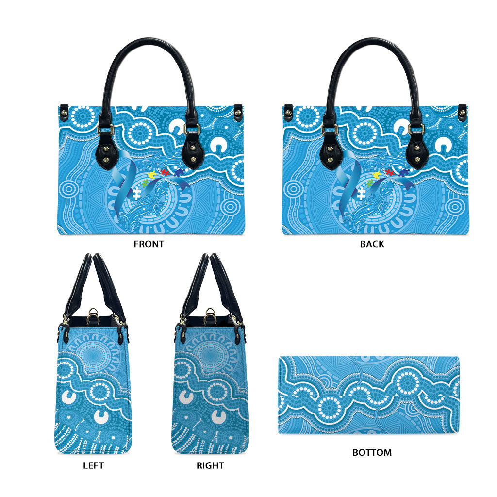 Australia Indigenous Leather Bag Blue Ribbon Lizards Autism Support