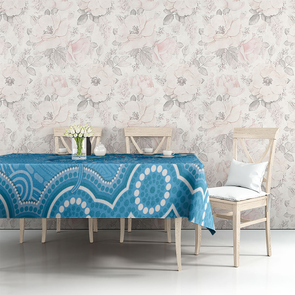 Australia Indigenous Tablecloth Blue Ribbon Lizards Autism Support