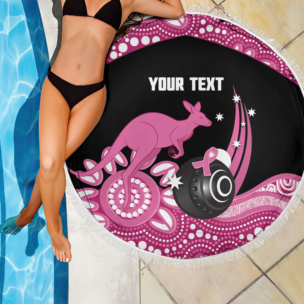 Bowls Australia Breast Cancer Custom Beach Blanket Think Pink Aboriginal Art