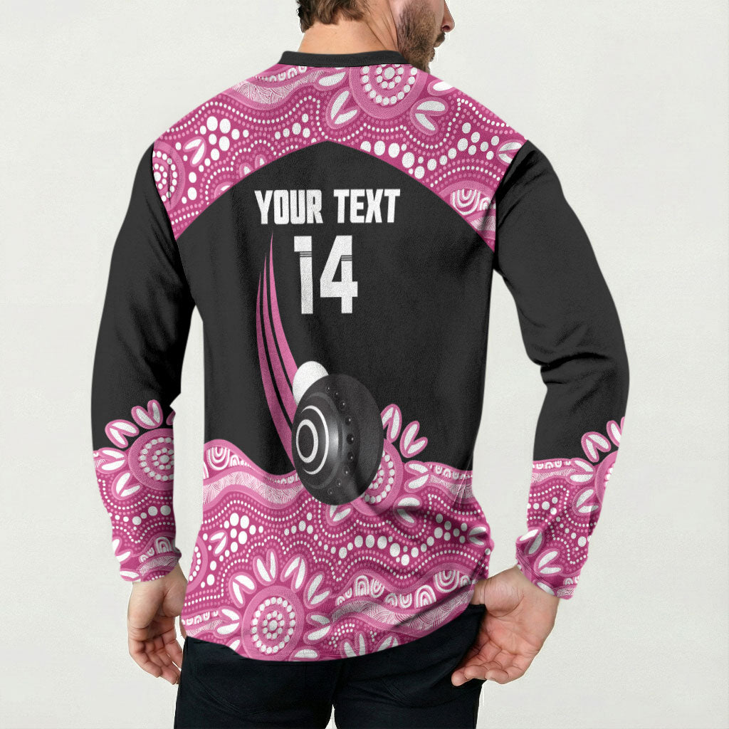 Bowls Australia Breast Cancer Custom Button Sweatshirt Think Pink Aboriginal Art