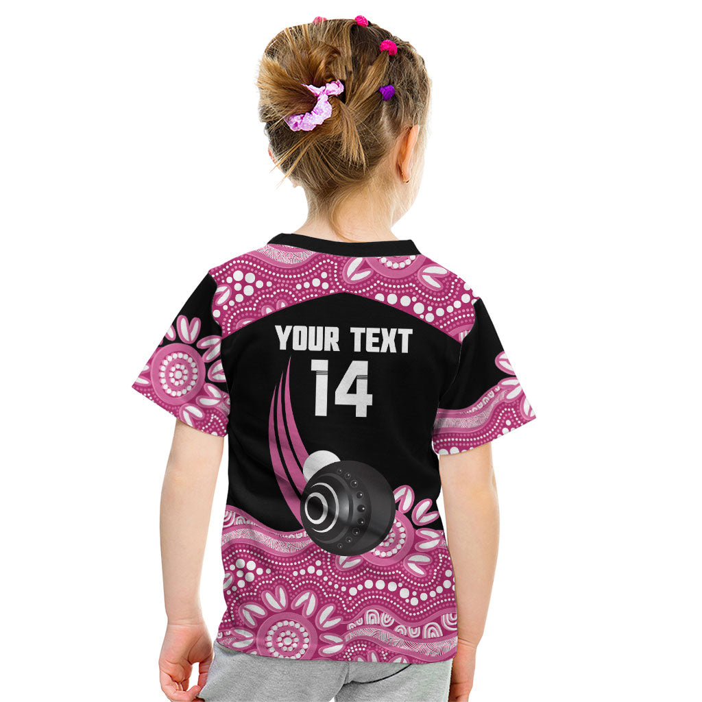 Bowls Australia Breast Cancer Custom Kid T Shirt Think Pink Aboriginal Art