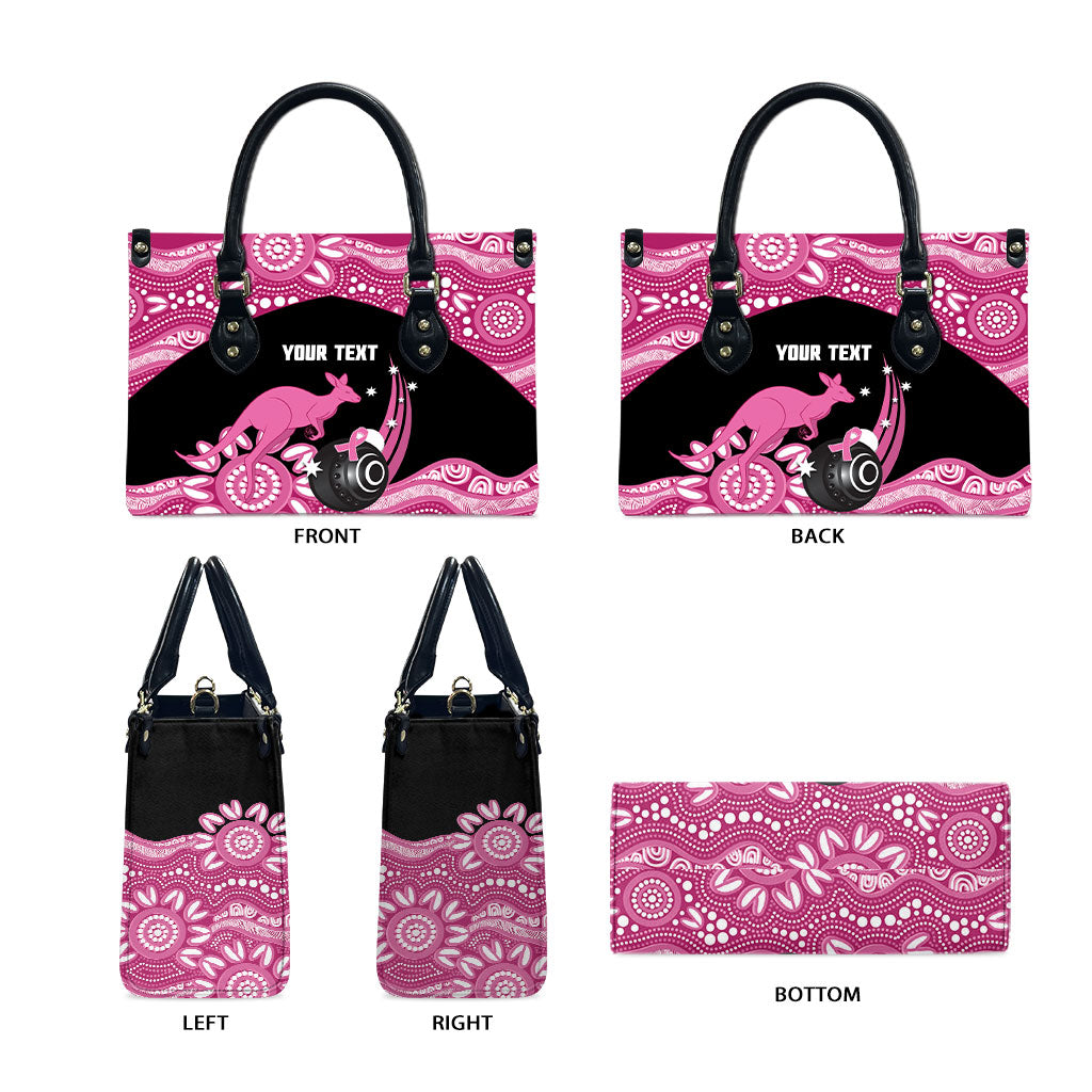 Bowls Australia Breast Cancer Custom Leather Bag Think Pink Aboriginal Art