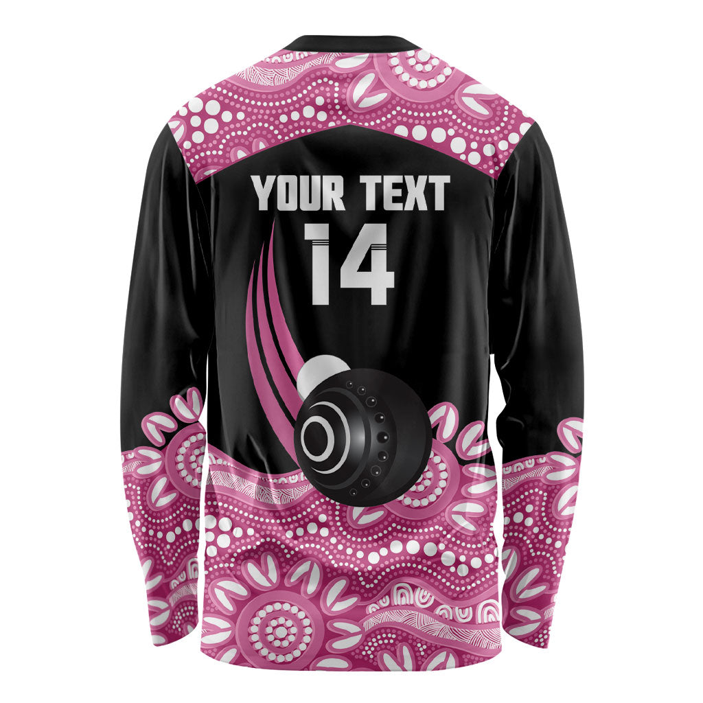 Bowls Australia Breast Cancer Custom Long Sleeve Shirt Think Pink Aboriginal Art