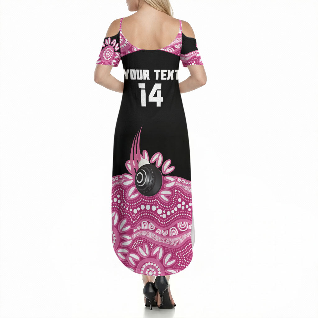 Bowls Australia Breast Cancer Custom Summer Maxi Dress Think Pink Aboriginal Art
