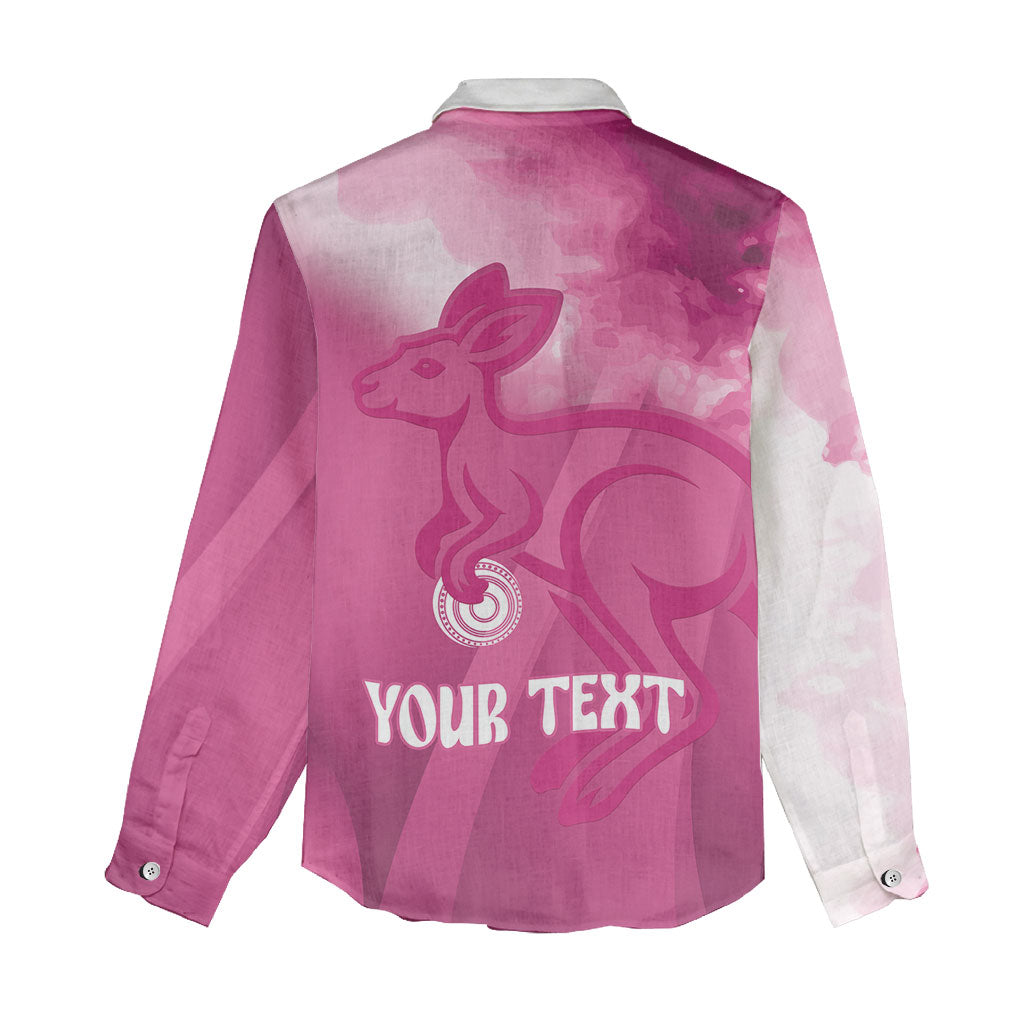 Bowls Australia Breast Cancer Personalised Women Casual Shirt Aussie Kangaroo Marble Sporty