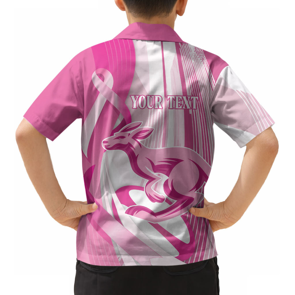 Australia Rugby Breast Cancer Personalised Kid Hawaiian Shirt Brave Strong Pink Ribbon Sporty Style