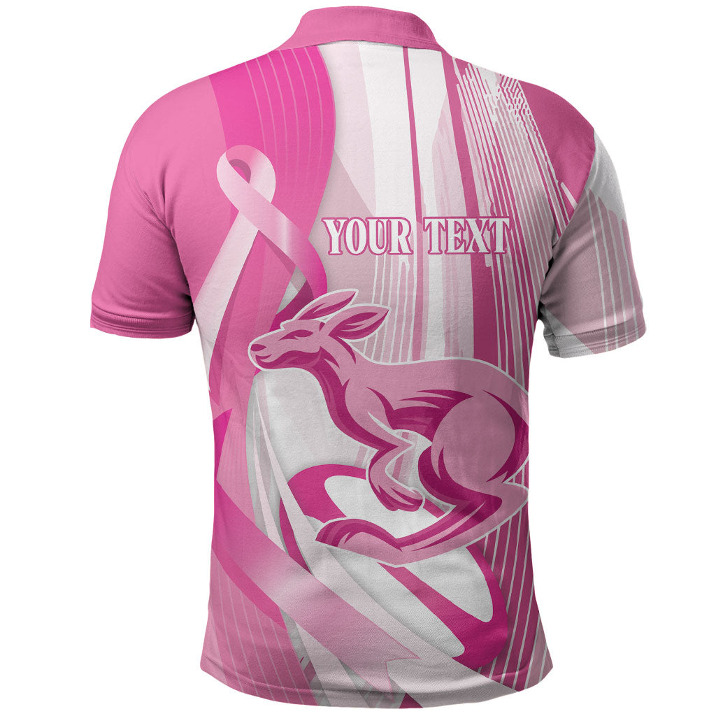 Australia Rugby Breast Cancer Personalised Polo Shirt Brave Strong Pink Ribbon Sporty Style
