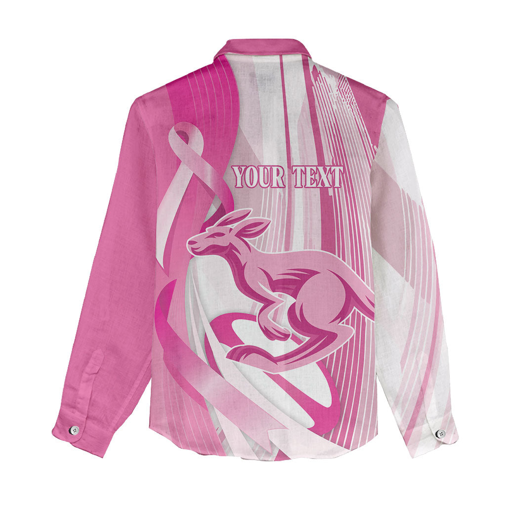 Australia Rugby Breast Cancer Personalised Women Casual Shirt Brave Strong Pink Ribbon Sporty Style