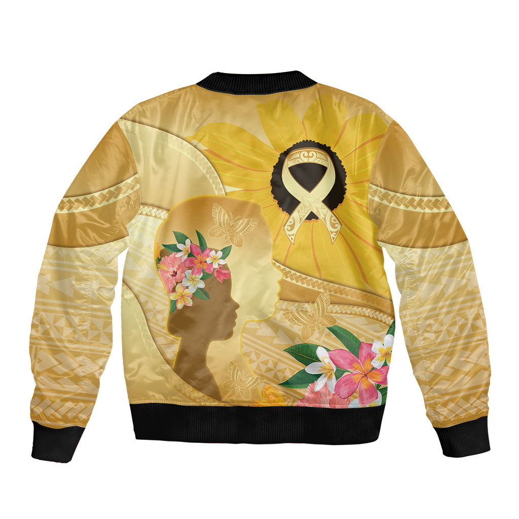 Polynesia Childhood Cancer Support Bomber Jacket Be Bold Go Gold Polynesian Art