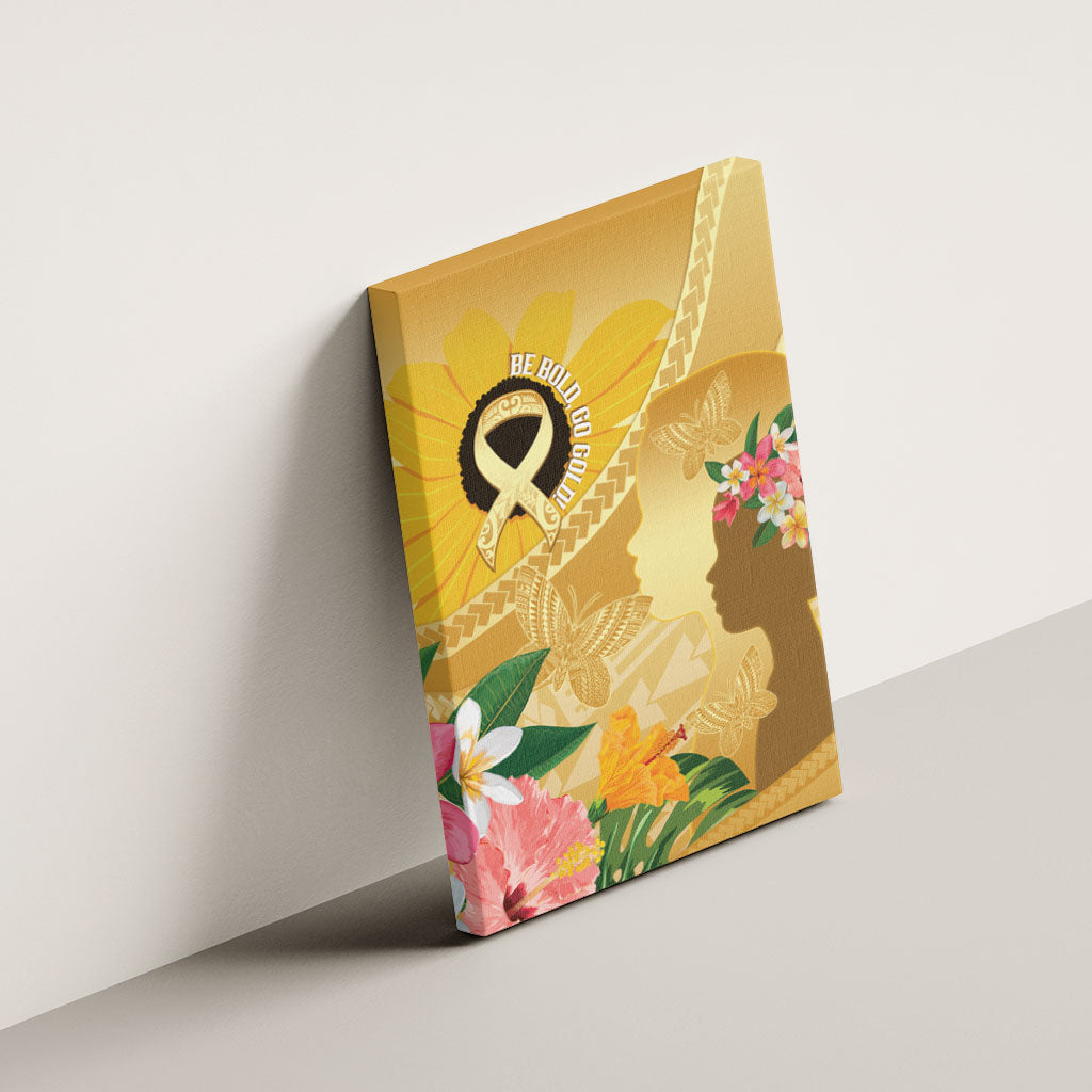 Polynesia Childhood Cancer Support Canvas Wall Art Be Bold Go Gold Polynesian Art