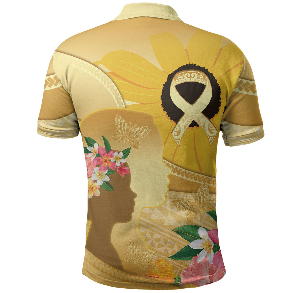 Polynesia Childhood Cancer Support Polo Shirt Be Bold Go Gold Polynesian Art