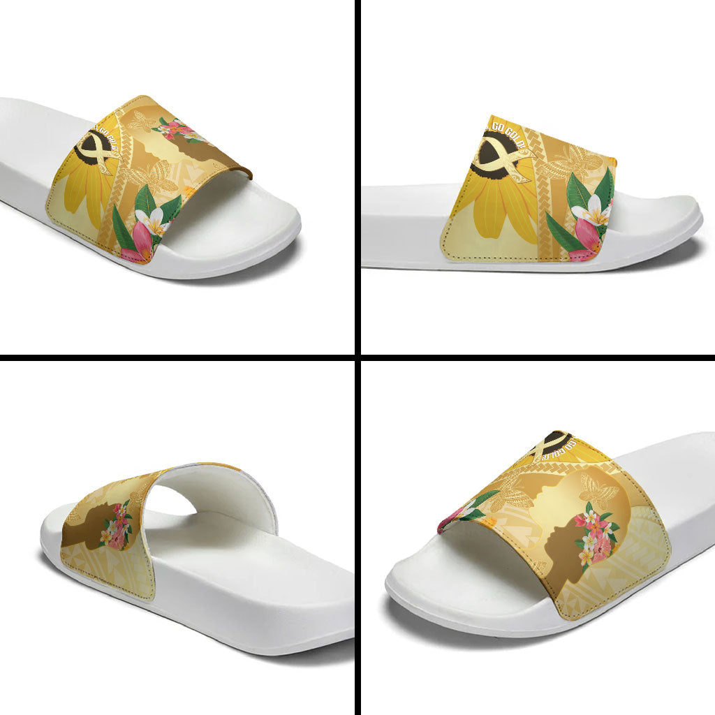 Polynesia Childhood Cancer Support Slide Sandals Be Bold Go Gold Polynesian Art