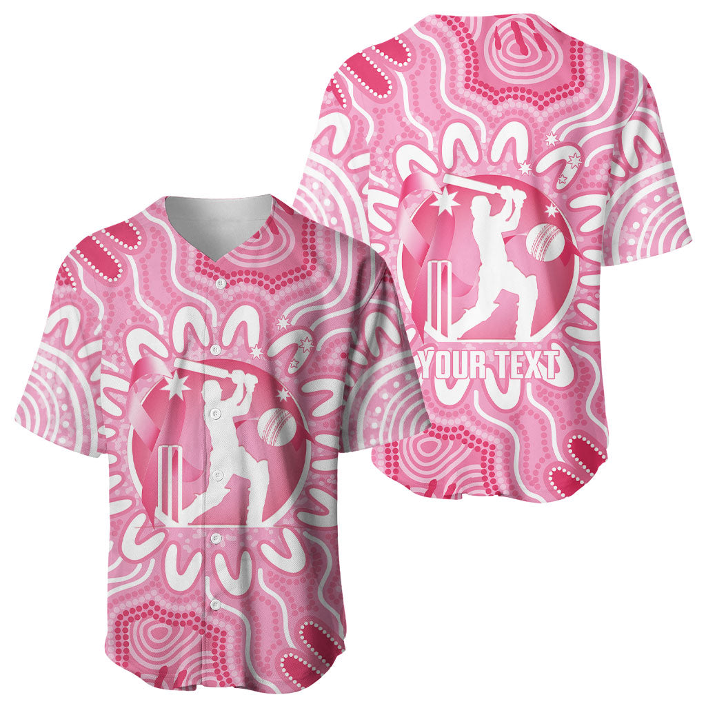 Australia Cricket Breast Cancer Personalised Baseball Jersey Pink Ribbon Aboriginal Art