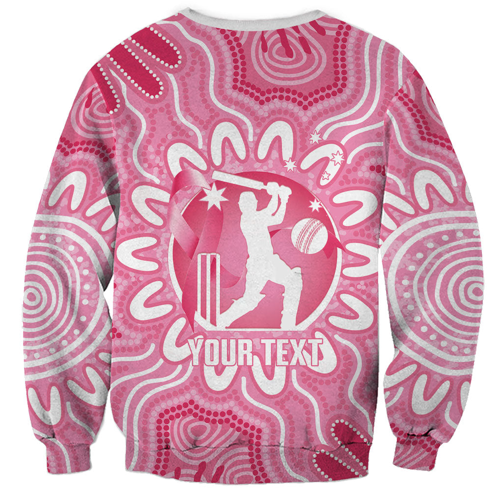 Australia Cricket Breast Cancer Personalised Sweatshirt Pink Ribbon Aboriginal Art