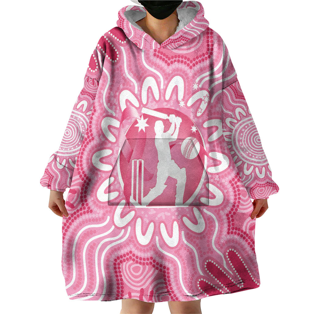 Australia Cricket Breast Cancer Personalised Wearable Blanket Hoodie Pink Ribbon Aboriginal Art