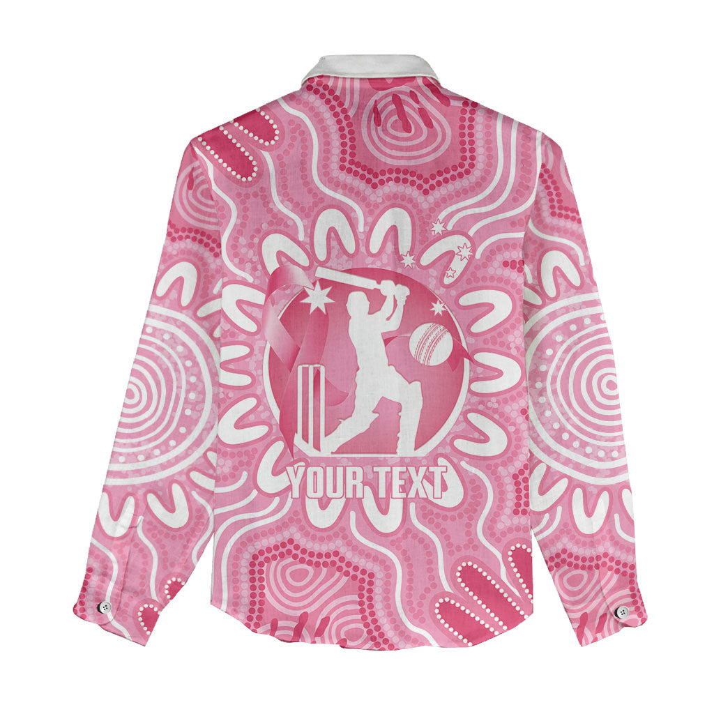 Australia Cricket Breast Cancer Personalised Women Casual Shirt Pink Ribbon Aboriginal Art