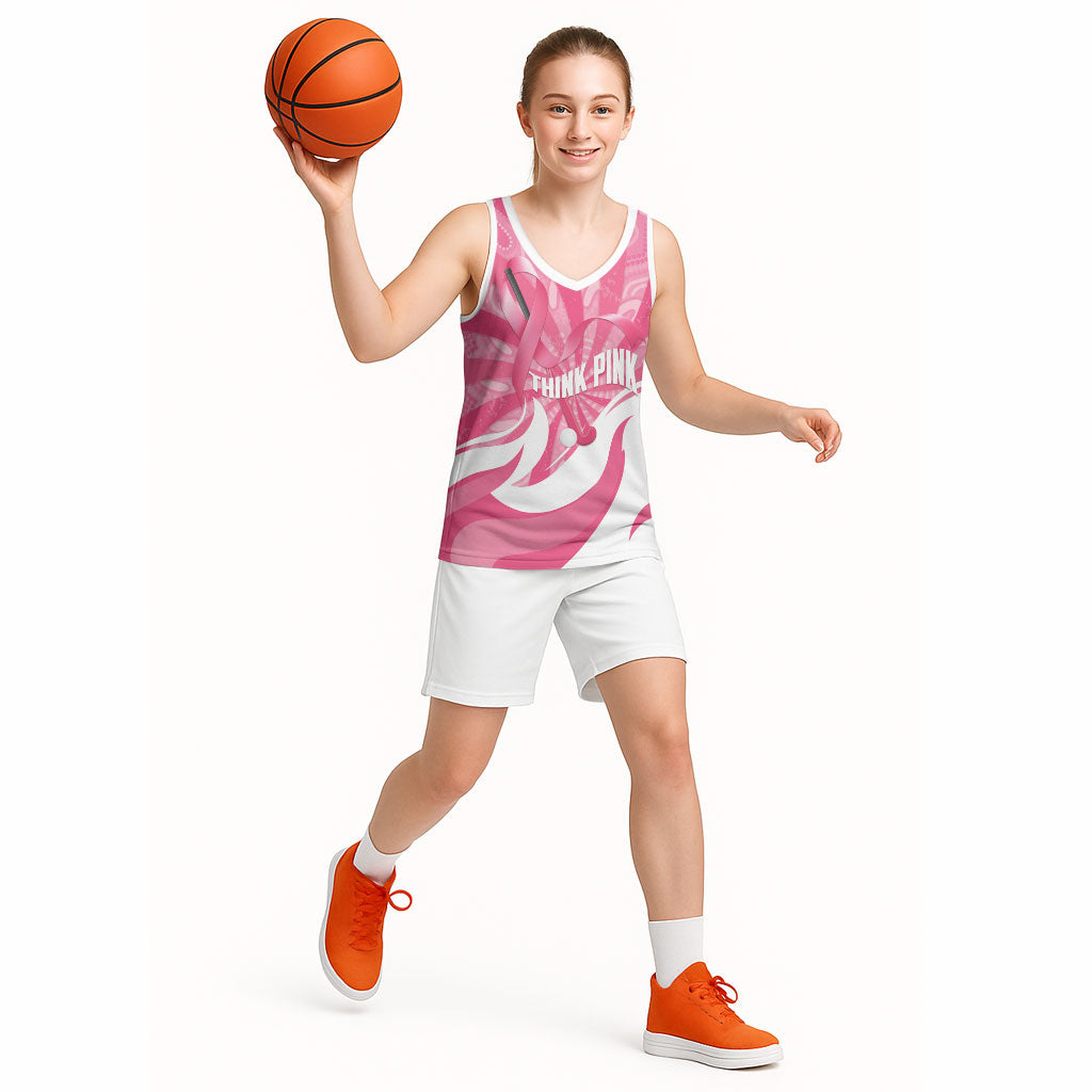 Australia Field Hockey Breast Cancer Personalised Basketball Jersey Think Pink Ribbon Aboriginal Art