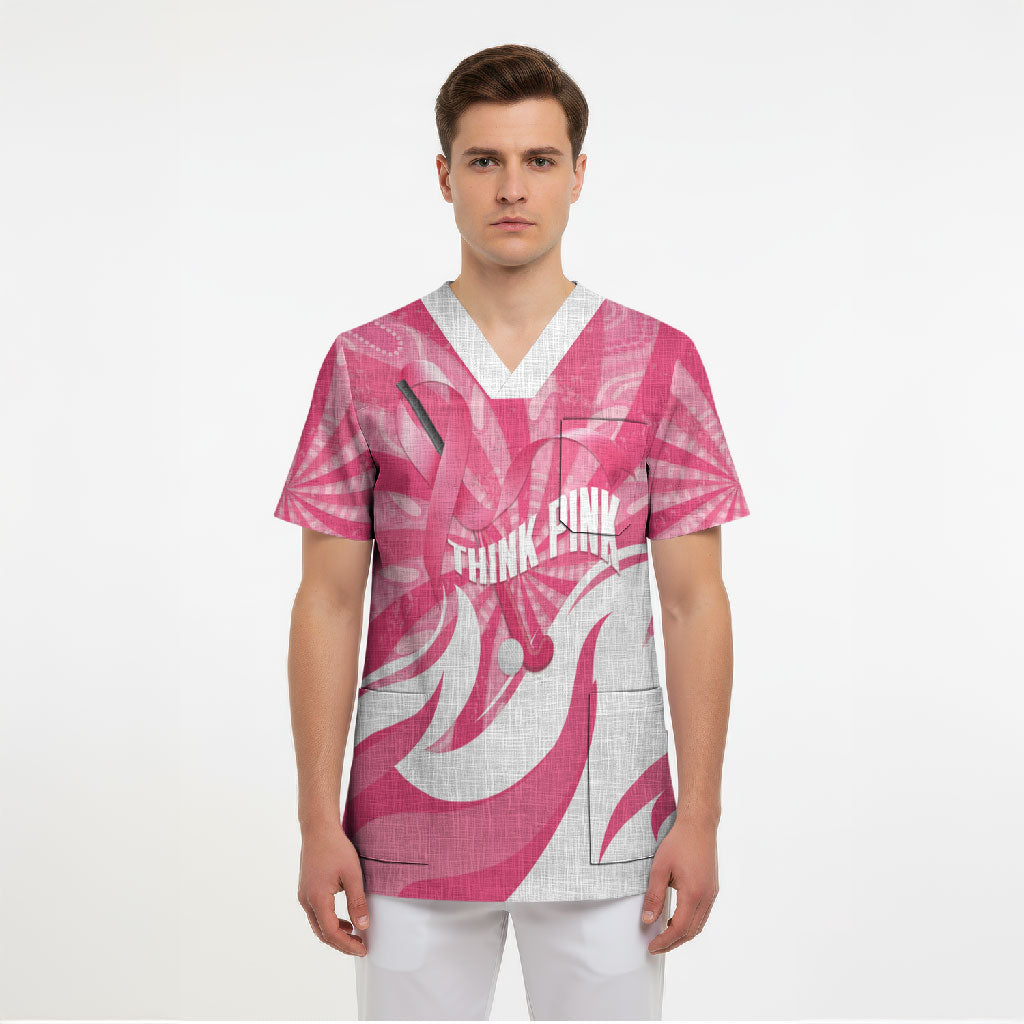 Australia Field Hockey Breast Cancer Personalised Scrub Top Think Pink Ribbon Aboriginal Art