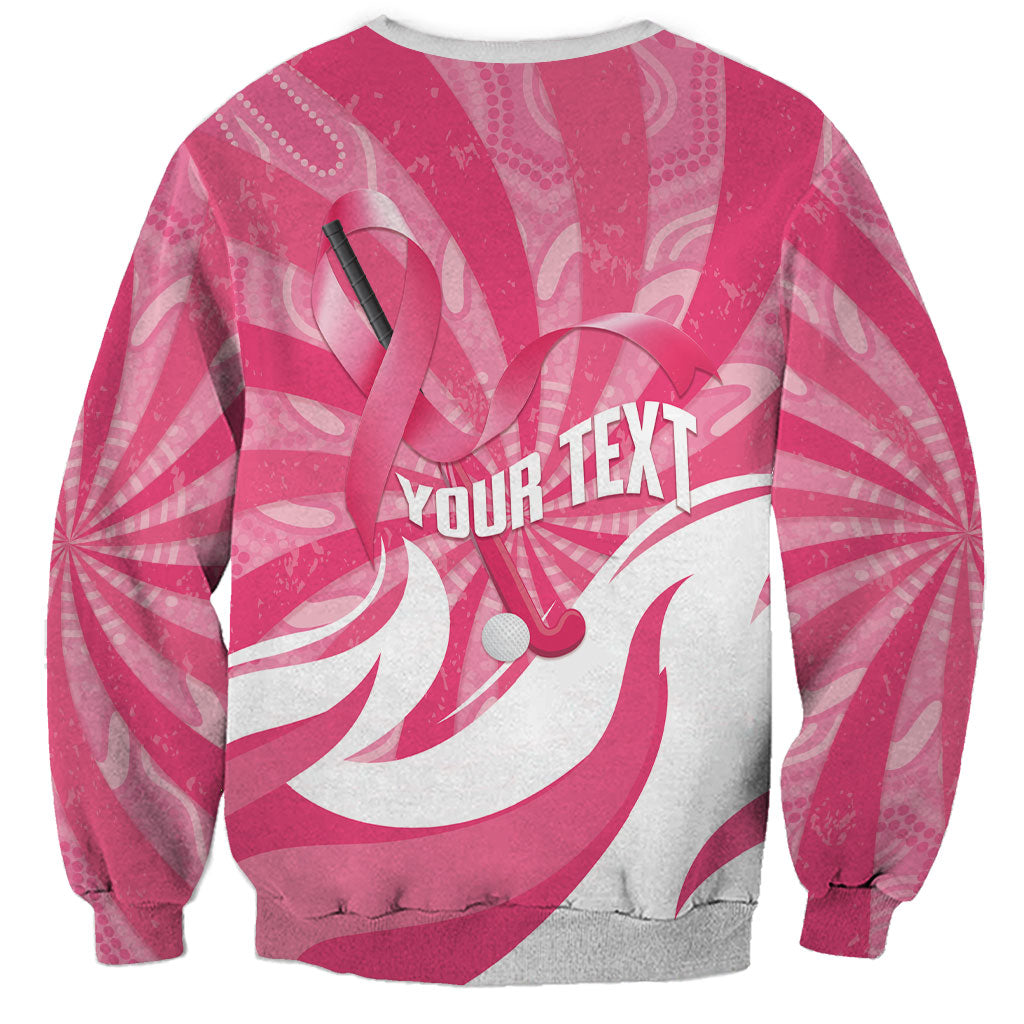 Australia Field Hockey Breast Cancer Personalised Sweatshirt Think Pink Ribbon Aboriginal Art