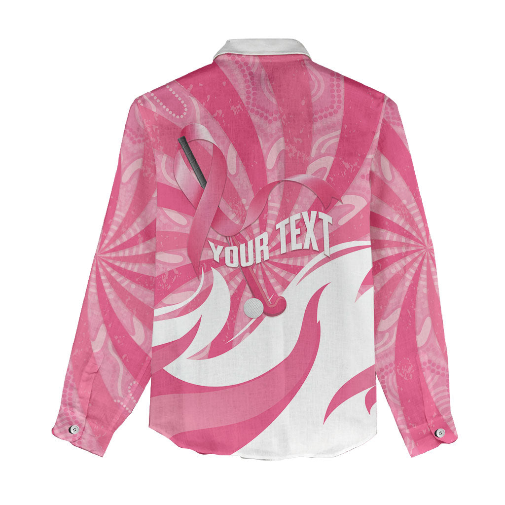 Australia Field Hockey Breast Cancer Personalised Women Casual Shirt Think Pink Ribbon Aboriginal Art