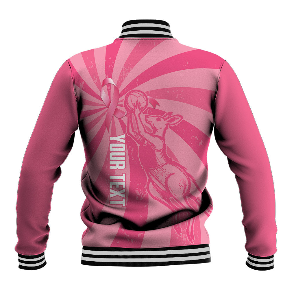 Australia Netball Breast Cancer Personalised Baseball Jacket Aussie Kangaroo Together We Can