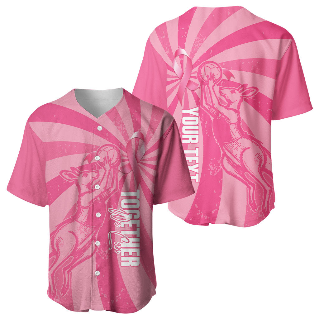 Australia Netball Breast Cancer Personalised Baseball Jersey Aussie Kangaroo Together We Can