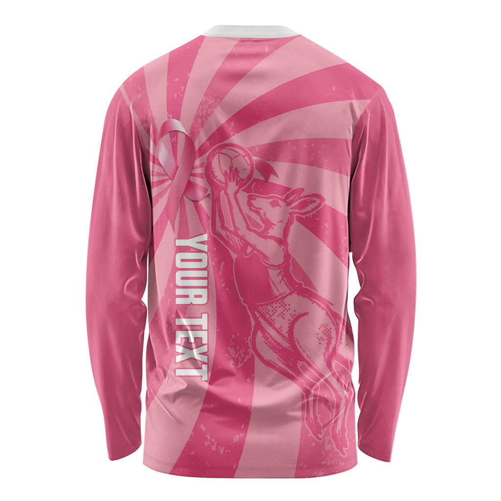 Australia Netball Breast Cancer Personalised Long Sleeve Shirt Aussie Kangaroo Together We Can