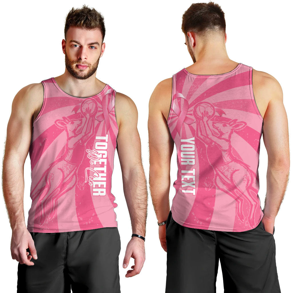 Australia Netball Breast Cancer Personalised Men Tank Top Aussie Kangaroo Together We Can