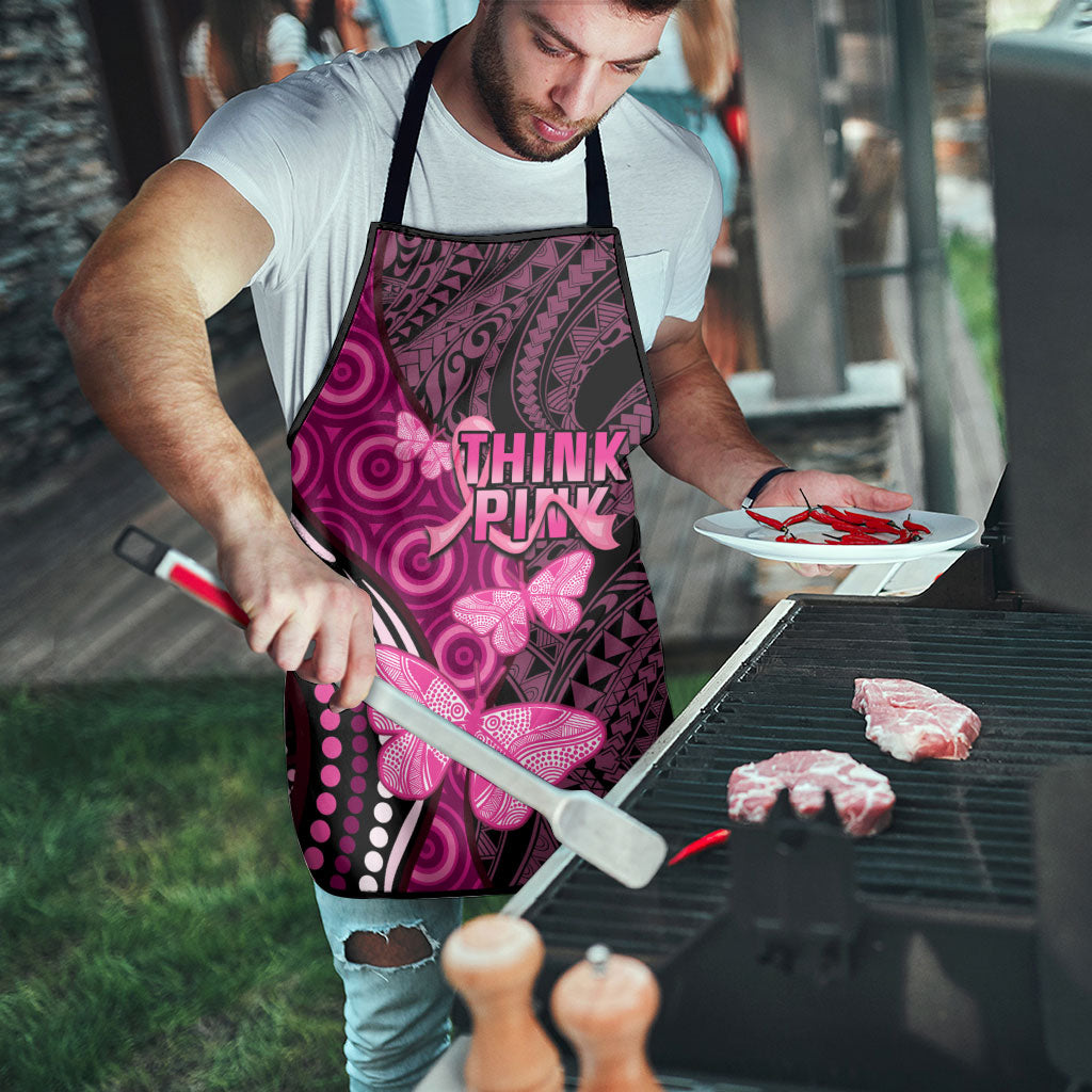 Think Pink Breast Cancer Support Apron Butterfly Aboriginal Mix Polynesian Pattern
