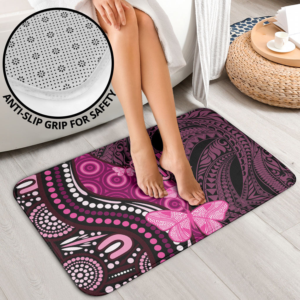 Think Pink Breast Cancer Support Bathroom Set Butterfly Aboriginal Mix Polynesian Pattern
