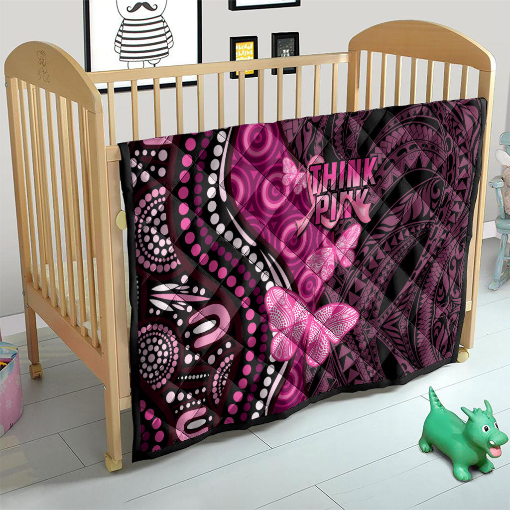 Think Pink Breast Cancer Support Quilt Butterfly Aboriginal Mix Polynesian Pattern